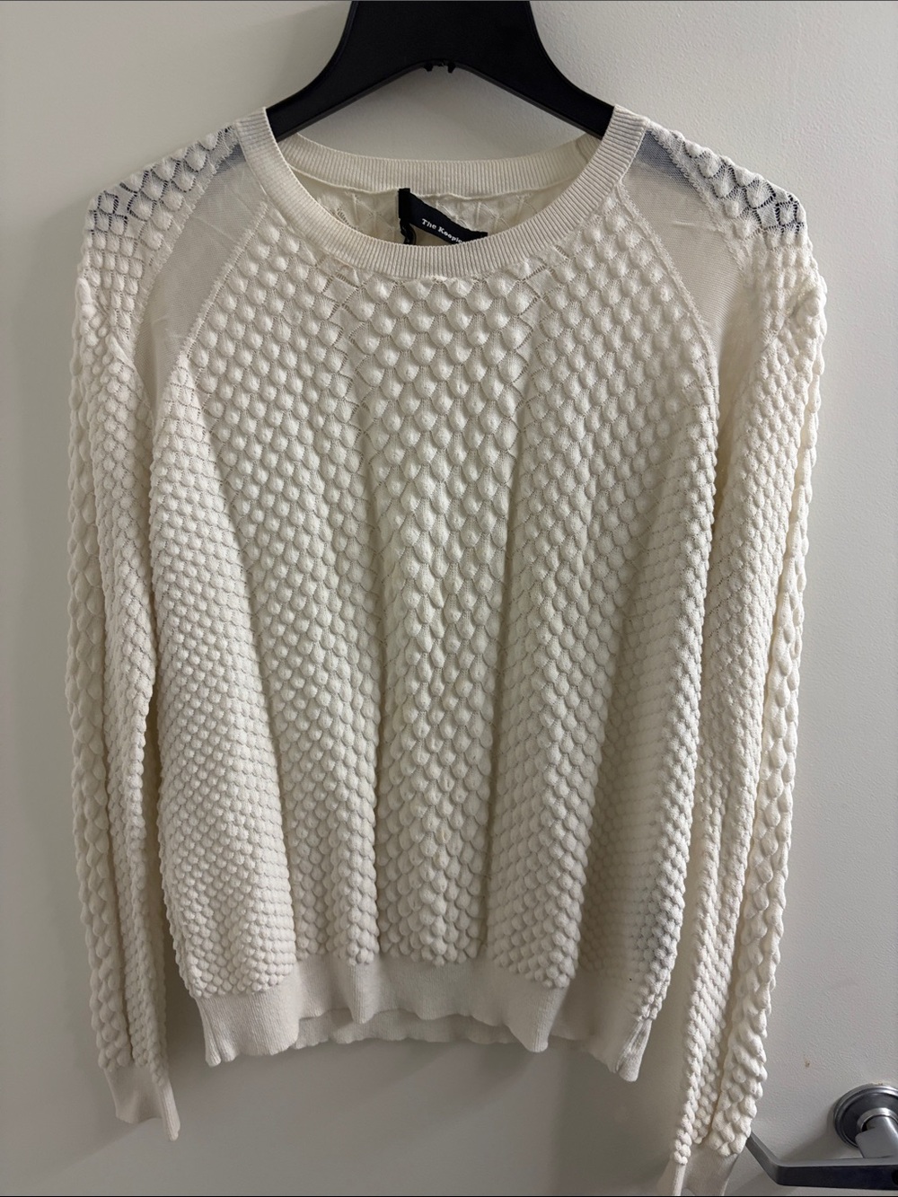 The Kooples Cream Cable Bobble Crewneck Sweater